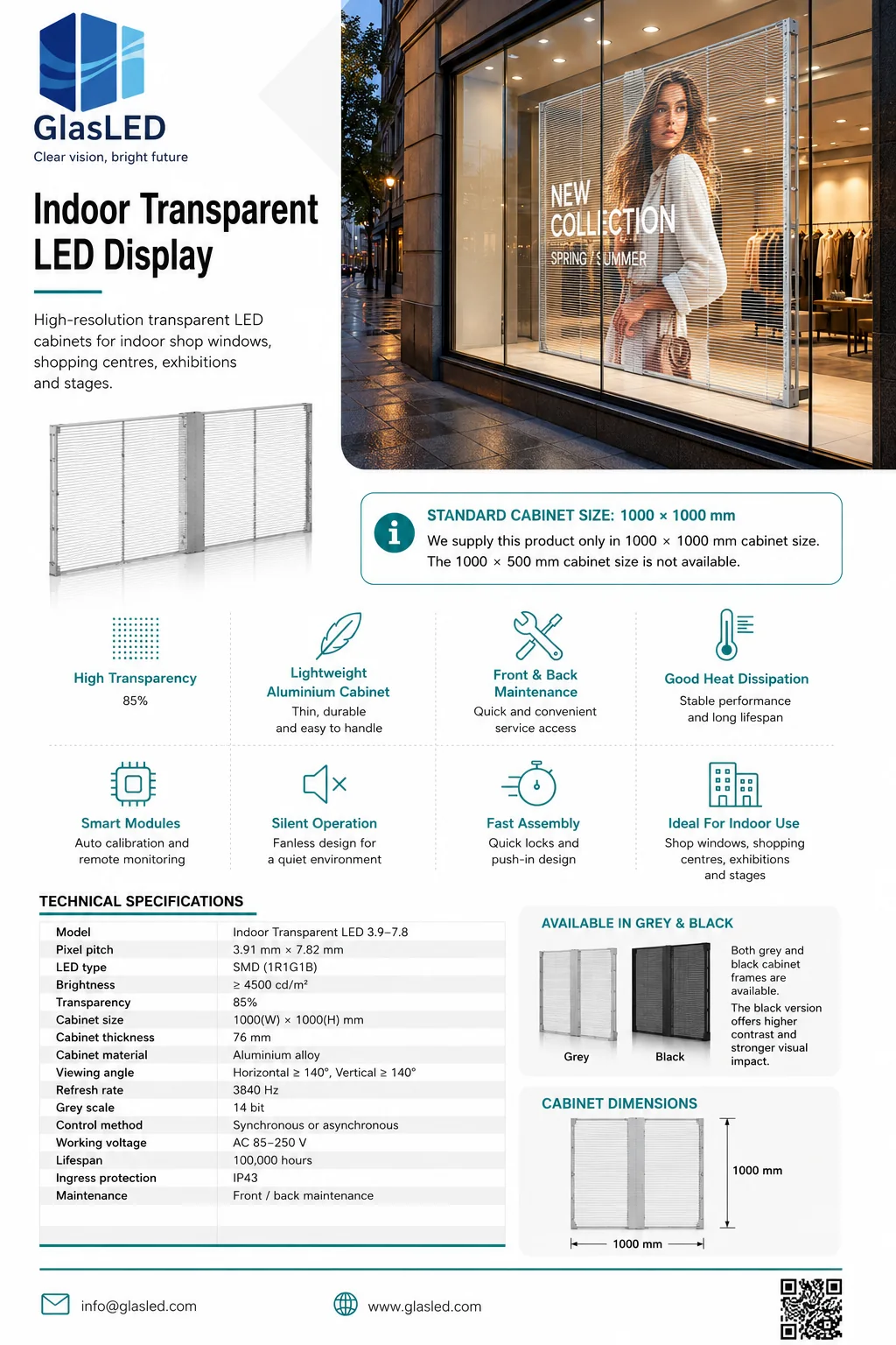 Pantalla LED transparente para escaparate