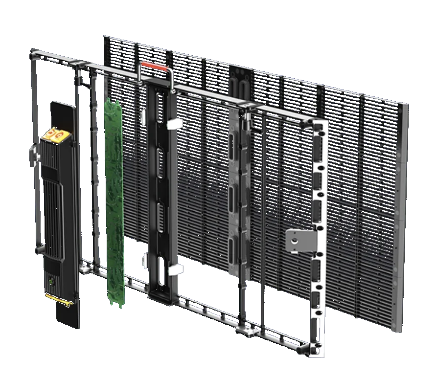 Outdoor waterproof transparent LED screen with parts